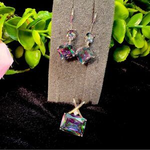 0043 Mystic rainbow Topaz alexandrite earrings and necklace pendant